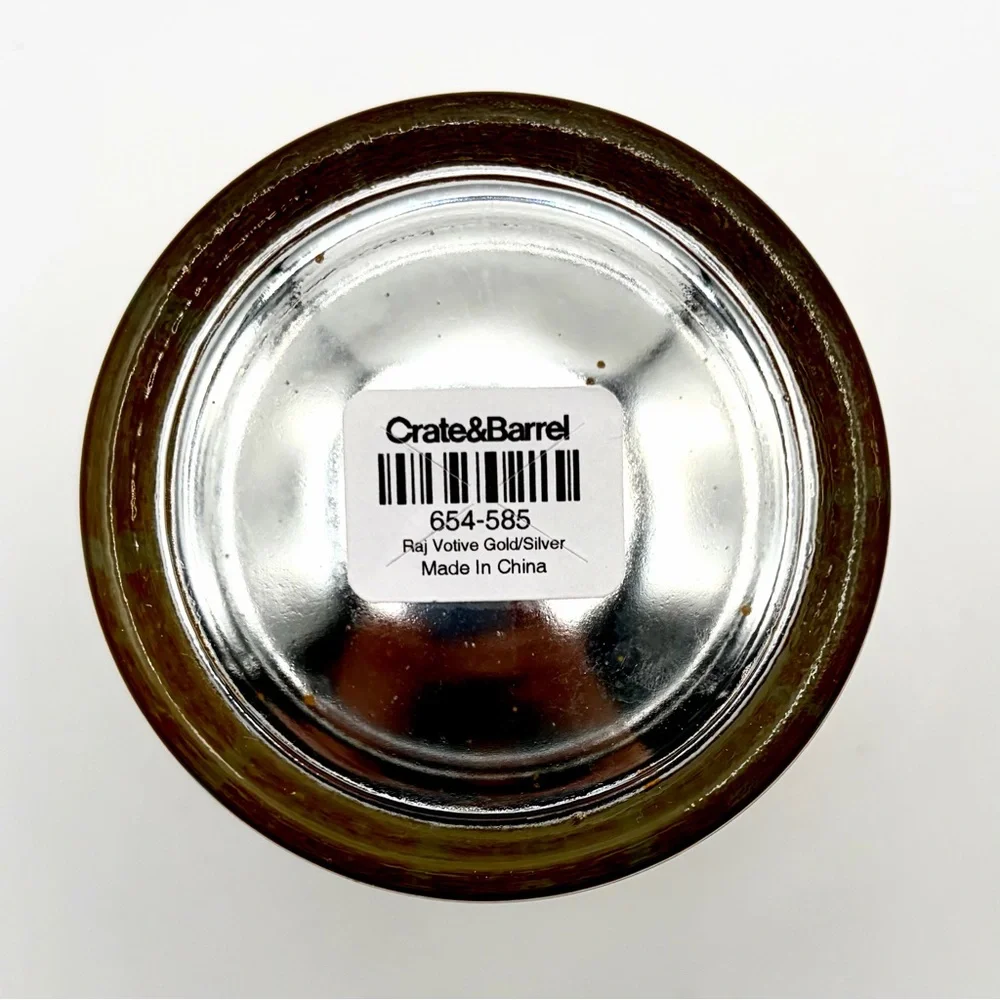 Crate & Barrel Raj Silver and Gold Color Votive Candle Holder